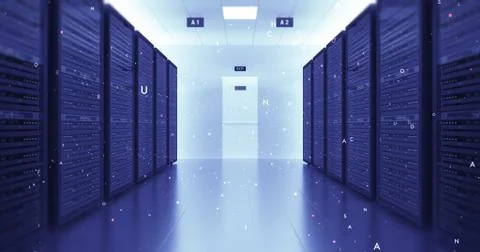 Modern Server Room Environment Computer Racks All Around Futuristic Data Center Illustrazione stock