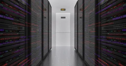 Modern Server Room Environment Computer Racks All Around Futuristic Data Center Stock Illustration