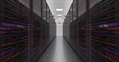 Modern Server Room Environment Computer Racks All Around Futuristic Data Center Illustrazione stock