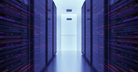 Modern Server Room Environment Computer Racks All Around Futuristic Data Center Stock Illustration