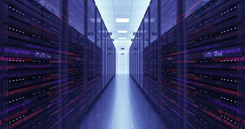 Modern Server Room Environment Computer Racks All Around Futuristic Data Center Illustrazione stock