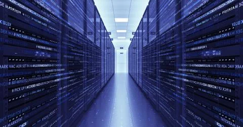 Modern Server Room Environment Computer Racks All Around Futuristic Data Center Illustrazione stock