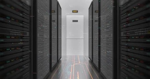 Modern Server Room Environment Computer Racks All Around Futuristic Data Center Illustrazione stock