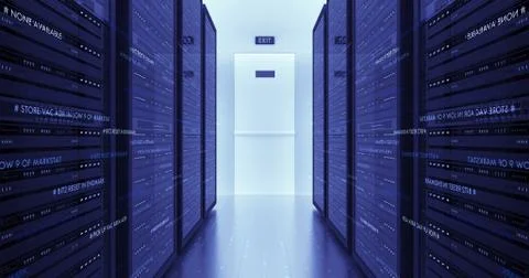 Modern Server Room Environment Computer Racks All Around Futuristic Data Center Illustrazione stock