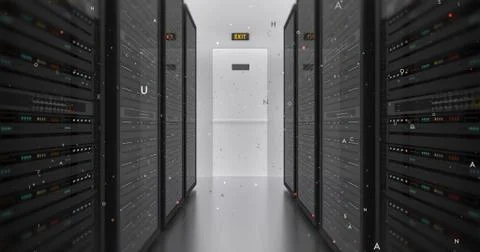 Modern Server Room Environment Computer Racks All Around Futuristic Data Center Stock Illustration