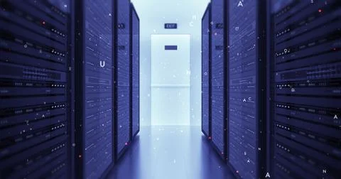 Modern Server Room Environment Computer Racks All Around Futuristic Data Center Illustrazione stock