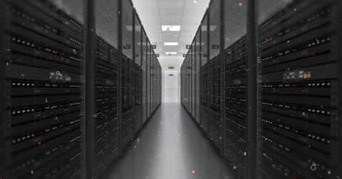Modern Server Room Environment Computer Racks All Around Futuristic Data Center Illustrazione stock