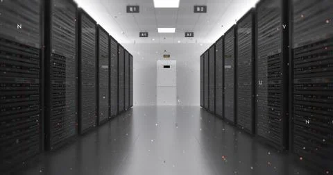Modern Server Room Environment. Computer Racks. Futuristic Data Center. Stock Illustration