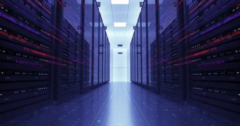 Modern Server Room Environment. Computer Racks All Around. Data Center. Stock Illustration