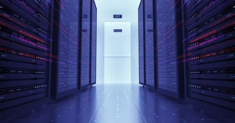 Modern Server Room Environment. Computer Racks All Around. Data Center. Illustrazione stock