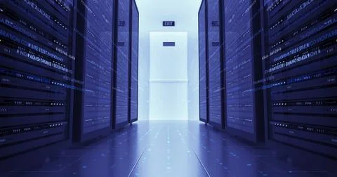 Modern Server Room Environment. Computer Racks All Around. Data Center. Illustrazione stock