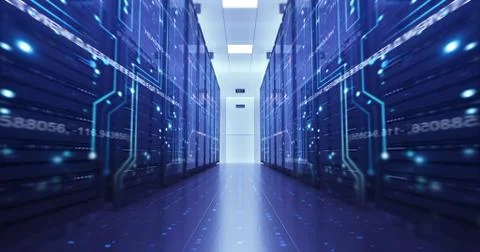 Modern Server Room Environment. Computer Racks All Around. Data Center. Stock Illustration