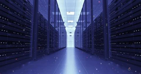 Modern Server Room Environment. Computer Racks All Around. Data Center. Illustrazione stock