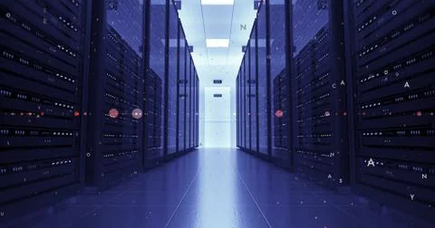 Modern Server Room Environment. Computer Racks All Around. Data Center. Illustrazione stock