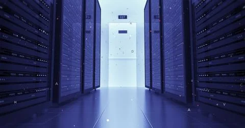 Modern Server Room Environment. Computer Racks All Around. Data Center. Illustrazione stock