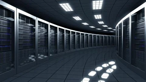 Modern server room. Information technologies, ISP, cloud services, data center Stock Illustration