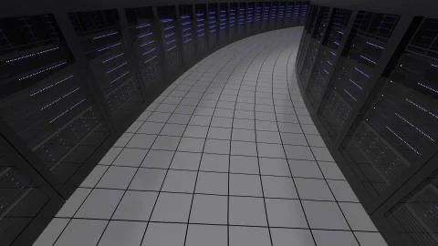 Modern server room. Information technologies or data center concepts. 3D Stock Illustration