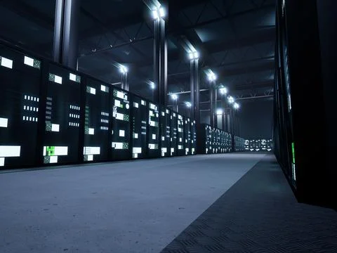 Modern server room with online storage Stock Illustration