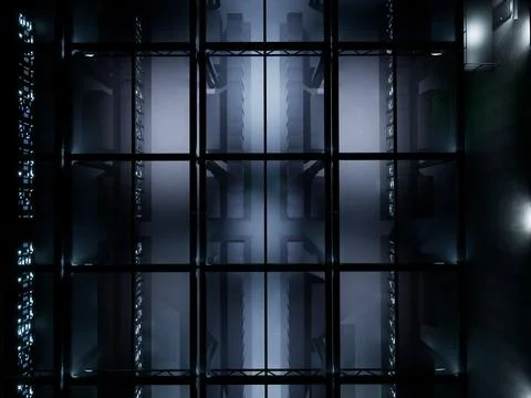 Modern server room with racks Illustrazione stock
