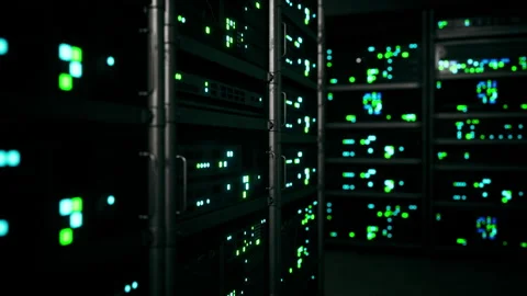 Modern server room with supercomputers light Stock Footage 167995014