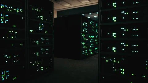Modern server room with supercomputers light Stock Illustration