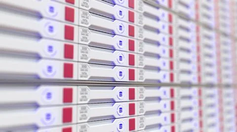 Modern server storage rack, cloud technology related 3D rendering Stock Illustration
