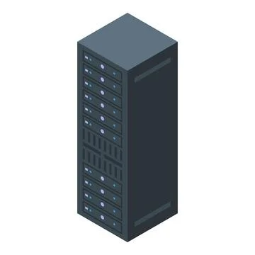 Modern server tower storing big data isometric view Illustrazione stock