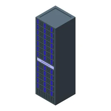 Modern server tower storing big data isometric view Stock Illustration