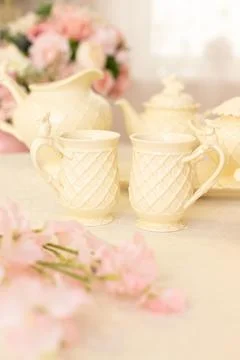 Modern Serving Festive Dinner. Tableware and Interior Items. Stock Photos