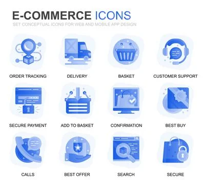 Modern Set E-Commerce and Shopping Gradient Flat Icons for Website and Mobile Illustrazione stock