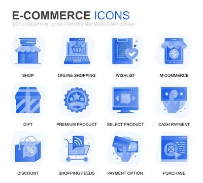 Modern Set E-Commerce and Shopping Gradient Flat Icons for Website and Mobi.. 스톡 일러스트