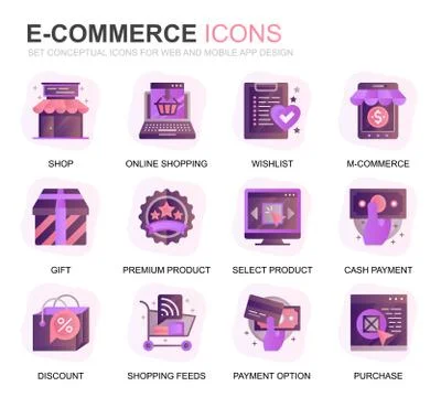 Modern Set E-Commerce Gradient Flat Icons Stock Illustration