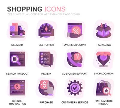 Modern Set E-Commerce Gradient Flat Icons Stock Illustration