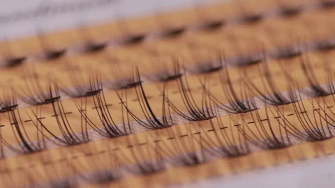 Modern set of false eyelashes for gluing. Womens cosmetics, close-up, macro Stock-Footage 256876336