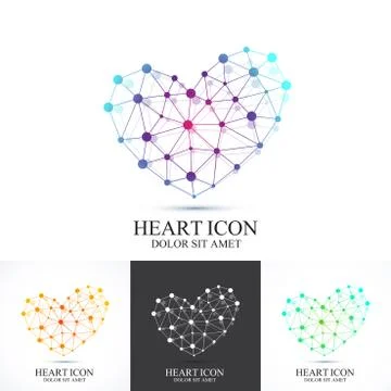 Modern set icon heart. Vector template for medicine, science, technology Stock Illustration
