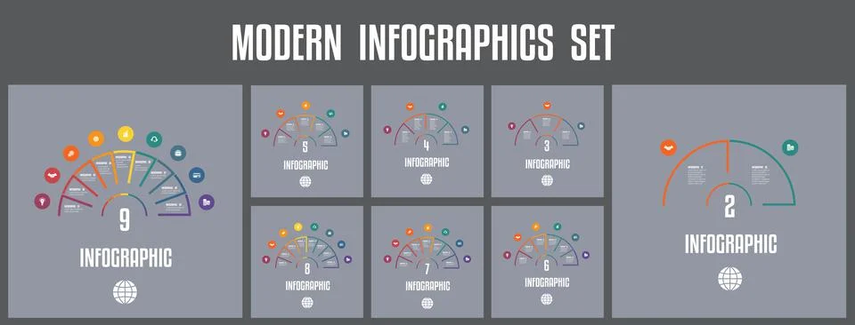 Modern set of infographics. Colored elements for infographics Stock Illustration