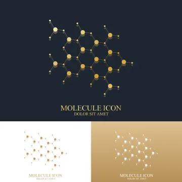 Modern set logotype icon dna and molecule. Molecule golden Logo. Vector template Stock Illustration