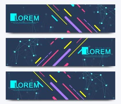 Modern set of vector banner. Abstract flat shapes vector trendy colors Stock Illustration