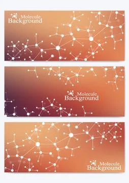 Modern set of vector banners. Geometric abstract presentation. Molecule DNA and Stock Illustration