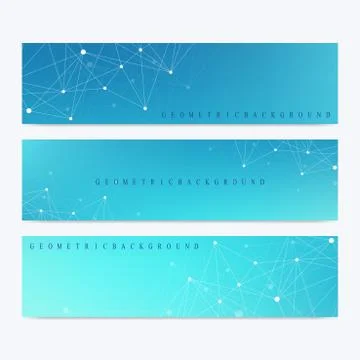 Modern set of vector banners. Geometric abstract presentation. Molecule DNA and Stock-Illustration