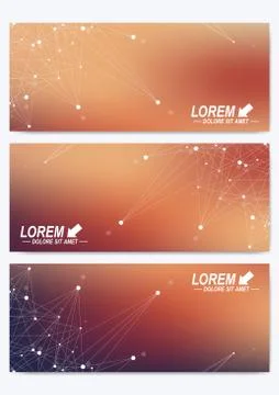 Modern set of vector banners. Geometric abstract presentation. Molecule DNA and Illustrazione stock