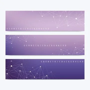 Modern set of vector banners. Geometric abstract presentation. Molecule DNA and Stock-Illustration