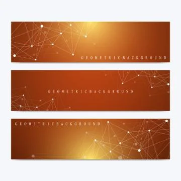 Modern set of vector banners. Geometric abstract presentation. Molecule DNA and Stock Illustration