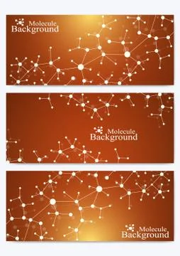 Modern set of vector banners. Geometric abstract presentation. Molecule DNA and Stock-Illustration