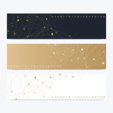 Modern set of vector banners. Geometric abstract presentation. Molecule DNA and Illustrazione stock