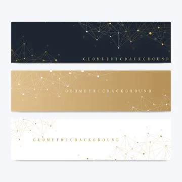 Modern set of vector banners. Geometric abstract presentation. Molecule DNA and Stock Illustration