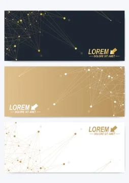 Modern set of vector banners. Geometric abstract presentation. Molecule DNA and Illustrazione stock