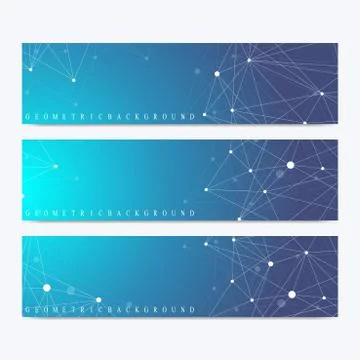 Modern set of vector banners. Geometric abstract presentation. Molecule DNA and Illustrazione stock