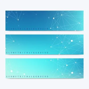 Modern set of vector banners. Geometric abstract presentation. Molecule DNA and Illustrazione stock