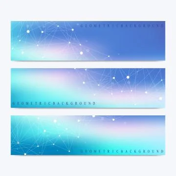 Modern set of vector banners. Geometric abstract presentation. Molecule DNA and Stock Illustration